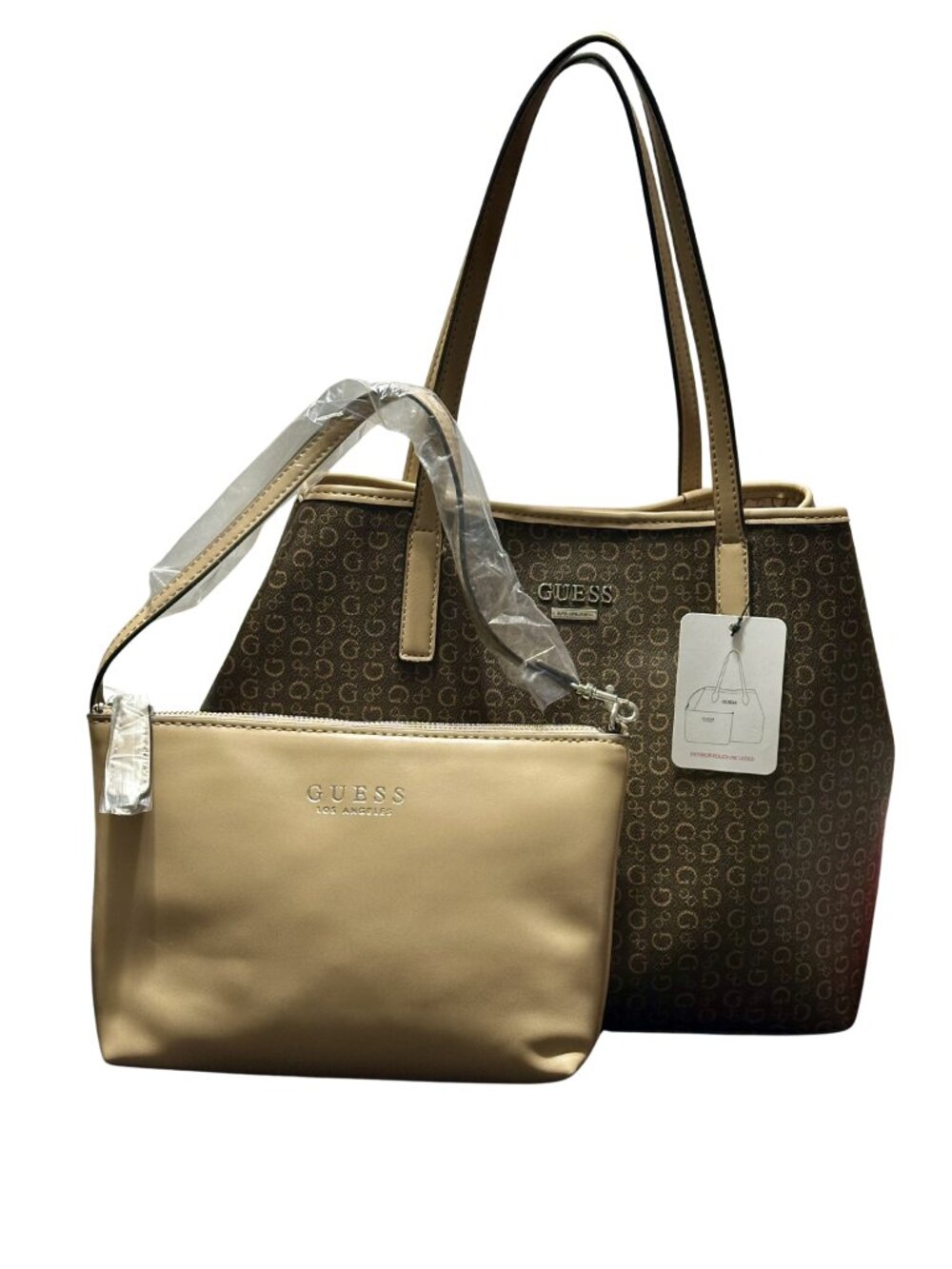 Guess Totte Bag Brown Portini With Included Pouch Mocha